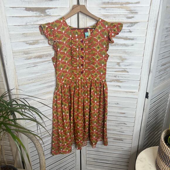 MATILDA JANE Women's Character Counts Orange Floral Mini Dress Small Retro Boho - Picture 4 of 15